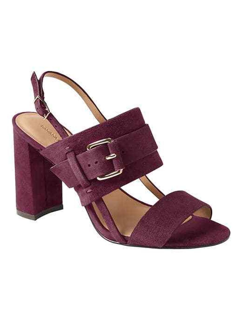 Banana Republic Double-Strap Buckle High Heel Sandal,Burgundy SIZE 8.5 -795887